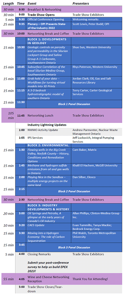 EPEX 2022 Conference Schedule